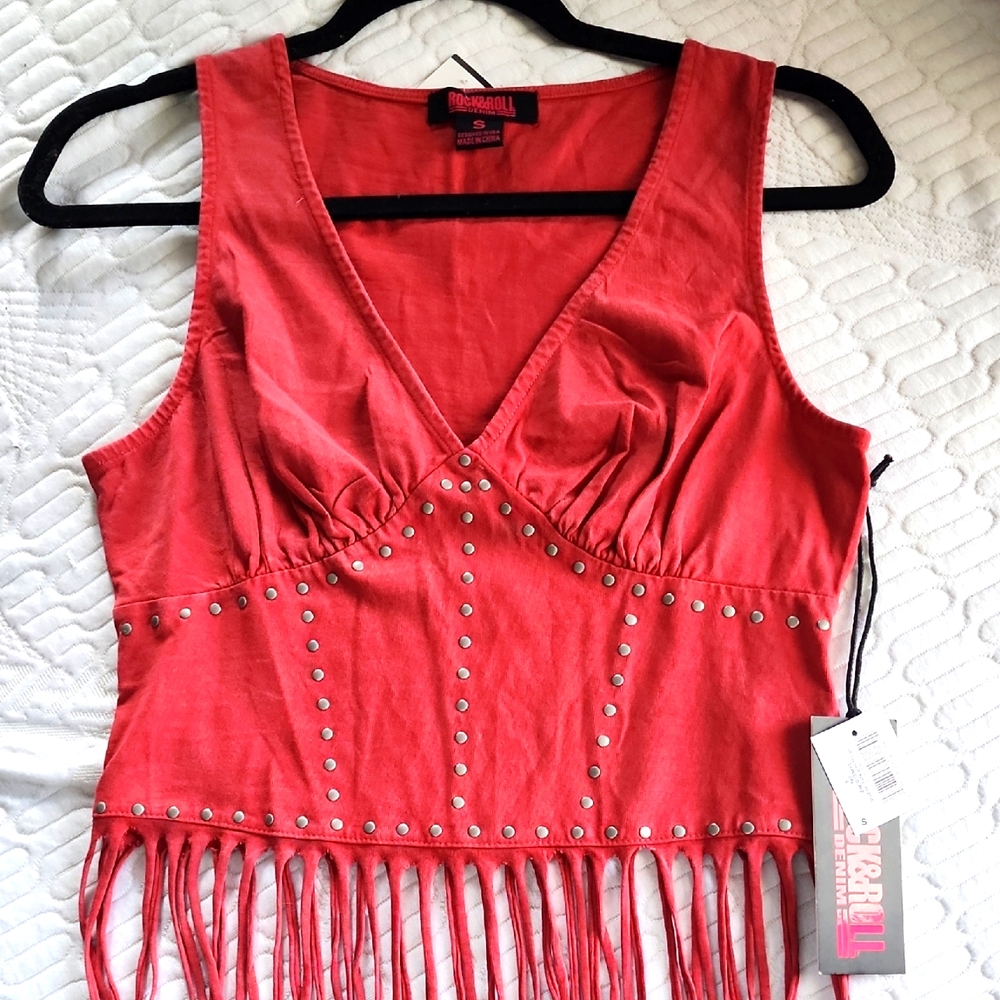 Rock & Roll Studded Fringe Corset Tank